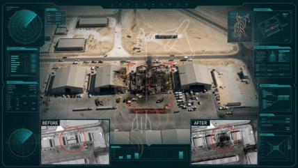 Imágenes muestran destrucción de hangar de cazas de EEUU tras ataque iraní