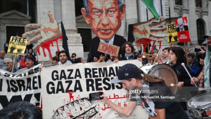 Cientos de personas protestan contra el “genocida” Netanyahu en Nueva York