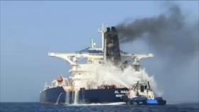CGRI de Irán publica vídeo del tercer superpetrolero infractor atacado en Ormuz